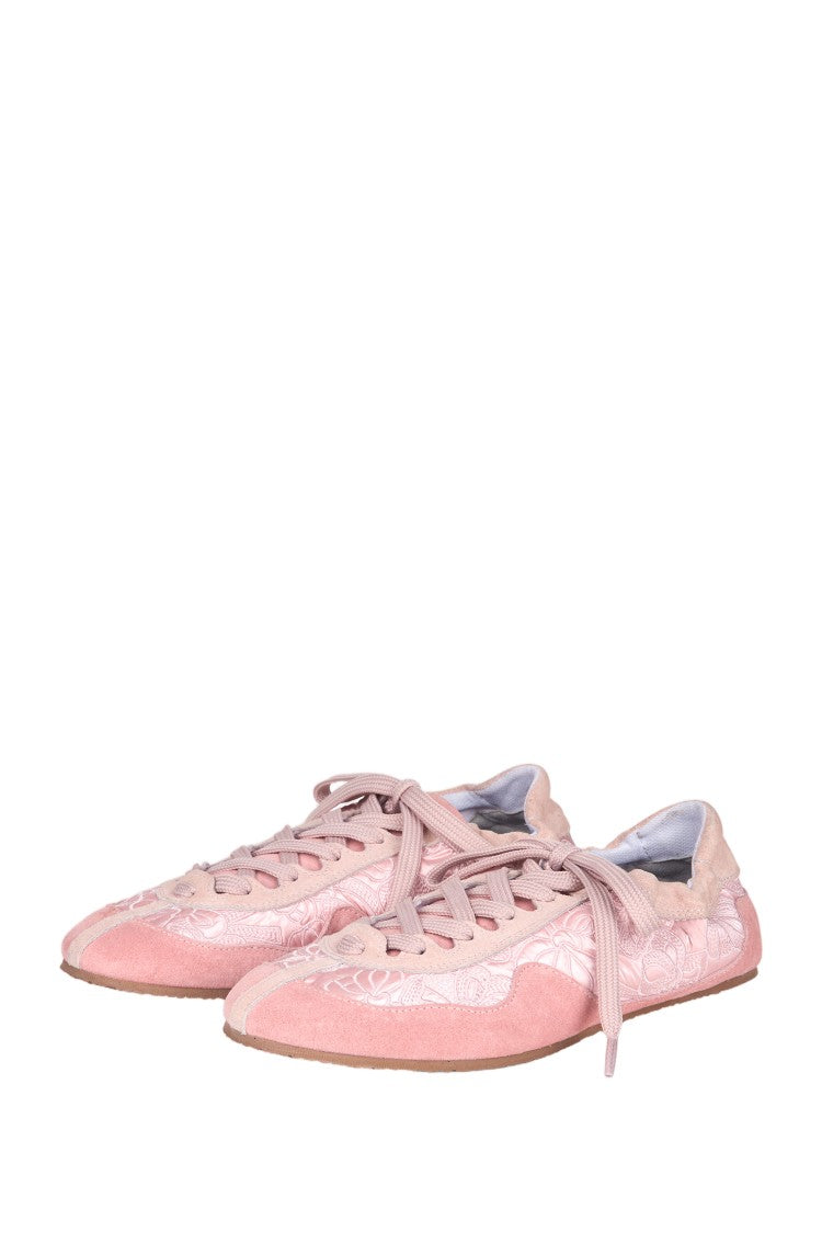 Cecilie Bahnsen Slim-Fit Suede And Nylon Sneakers With Embroidered Details
