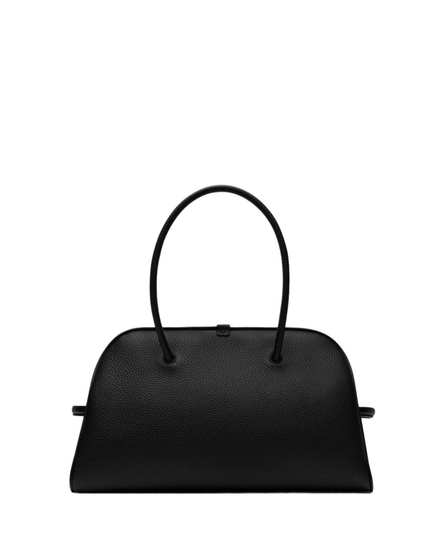 Jacquemus Textured Leather Bowling Bag With Dual-Zip Closure And Bow Detail