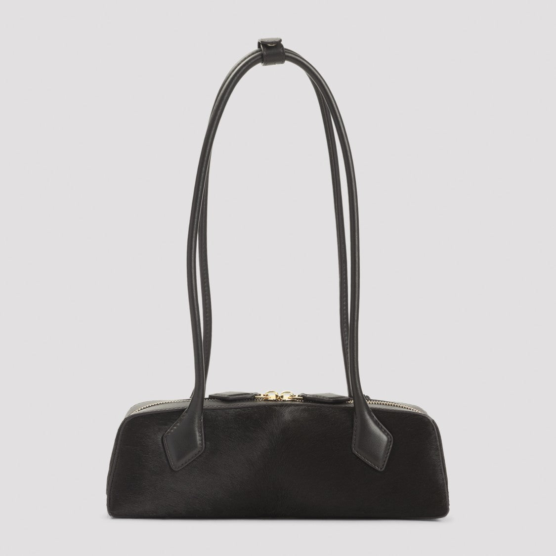 Alaïa Brown Calf Leather And Hair Handbag With Zip Closure