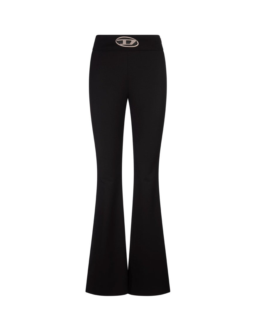 Diesel Bootcut Trousers With High Waistband And Metallic Logo