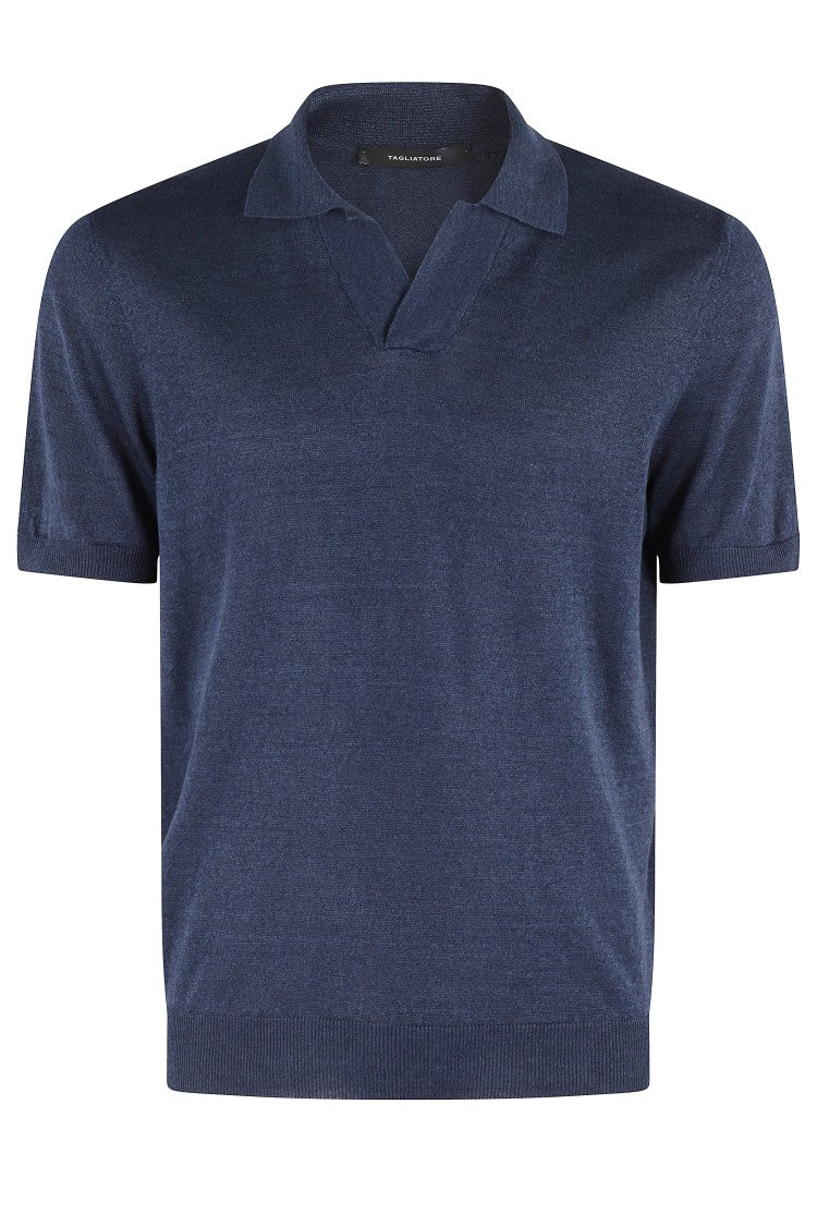 Tagliatore Indigo Blue Cotton Knit Polo Shirt