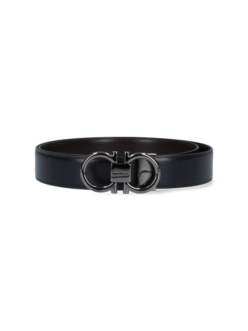 Ferragamo Black Leather Belt