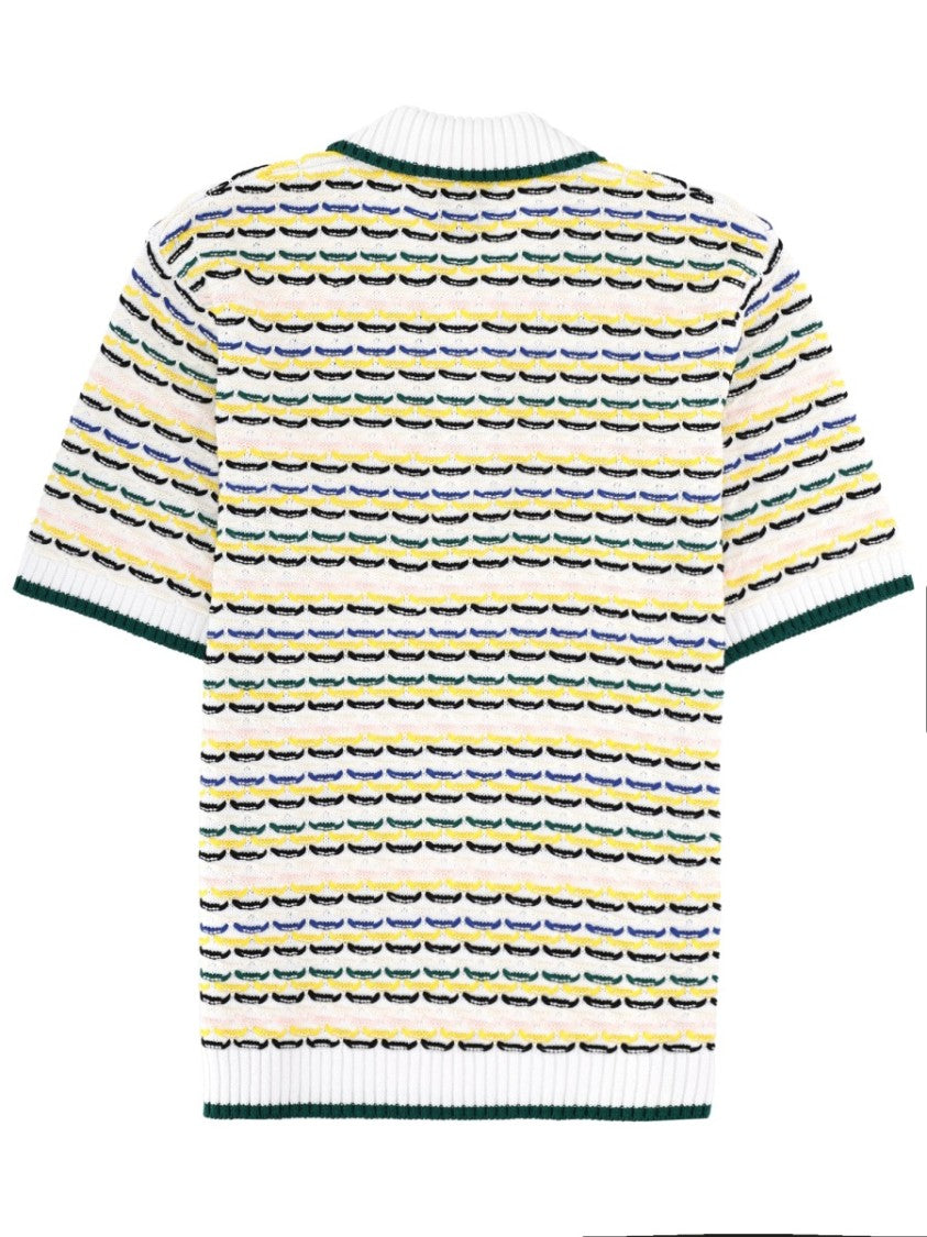 Casablanca Horizontal Stripes Contrasting Edges Polo Shirt