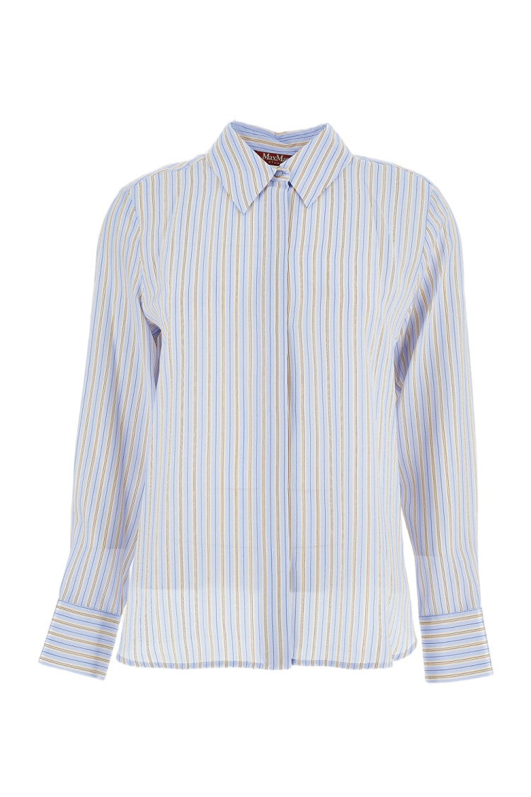 Max Mara Light Blue Striped Silk Shirt