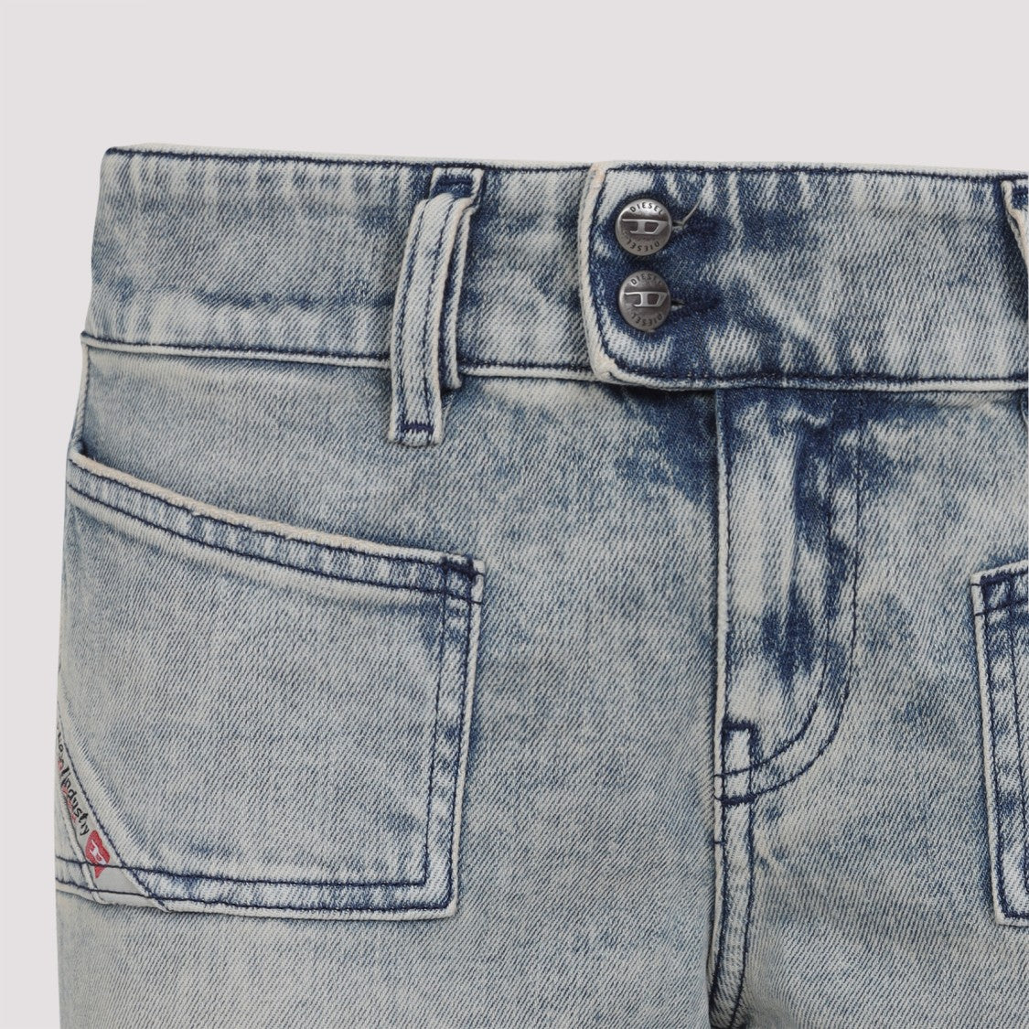 Diesel High-Waisted Flared Light Blue Jeans With Distressed Detailing