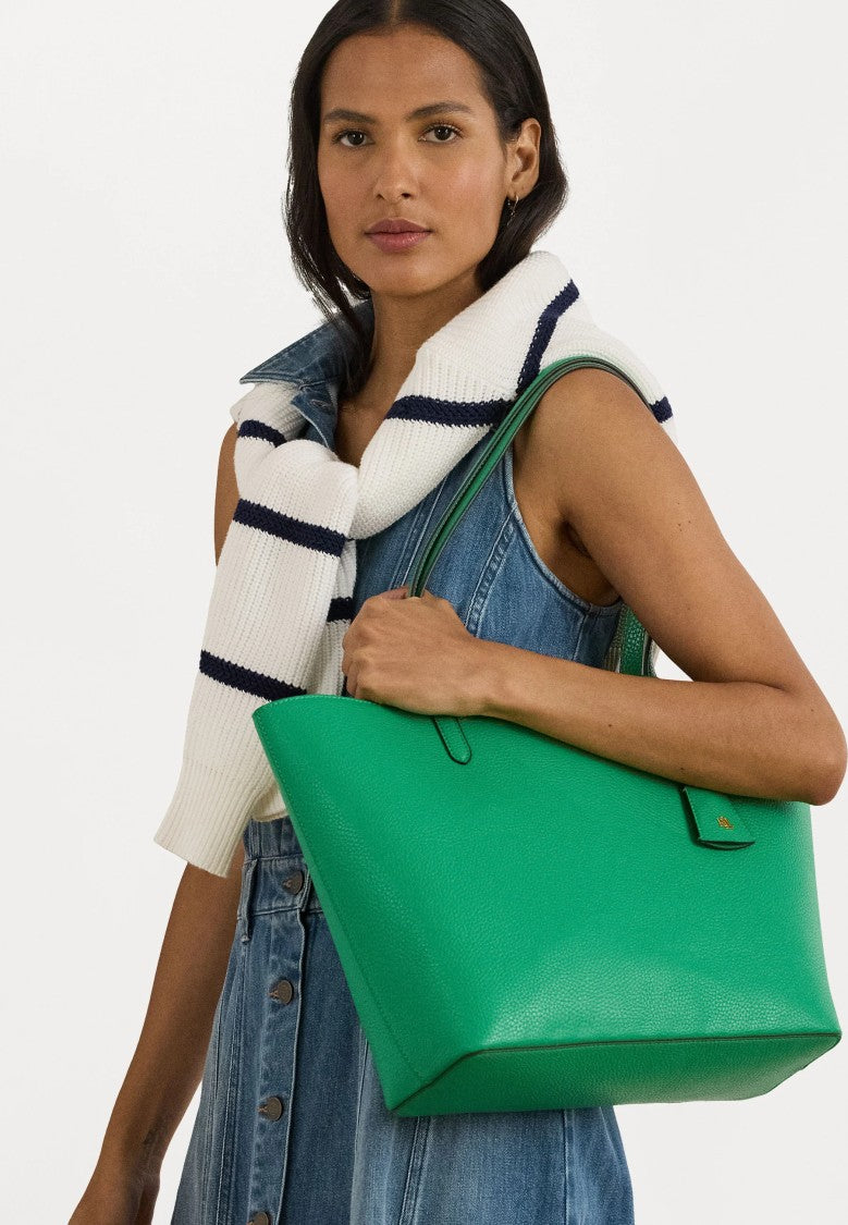Lauren Ralph Lauren Green Reversible Polyurethane Tote Bag