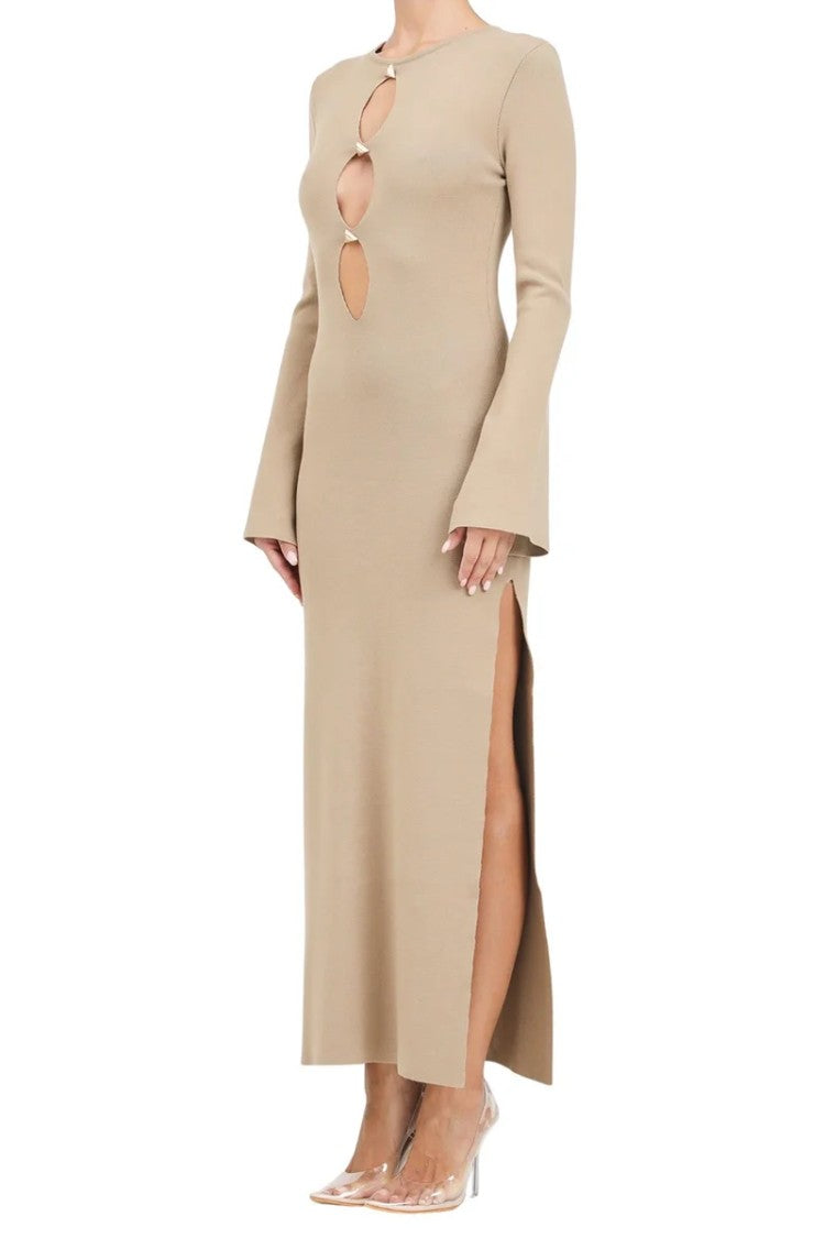 Akep Long Knit Dress - Beige
