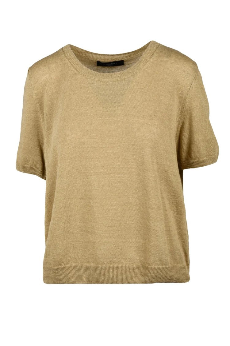 Max Mara Yellow Pancone Linen Knit Top
