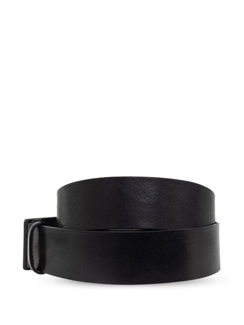 Dsquared2 Black Leather Belt With Rectangular Plaque Closure