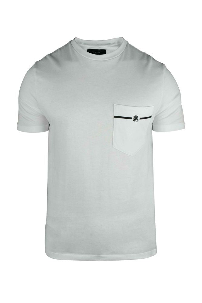 Amiri White Cotton T-Shirt With Signature Logo Details