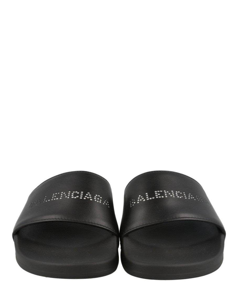 Balenciaga Rhinestone-Embellished Platform Slides With Anatomical Footbed