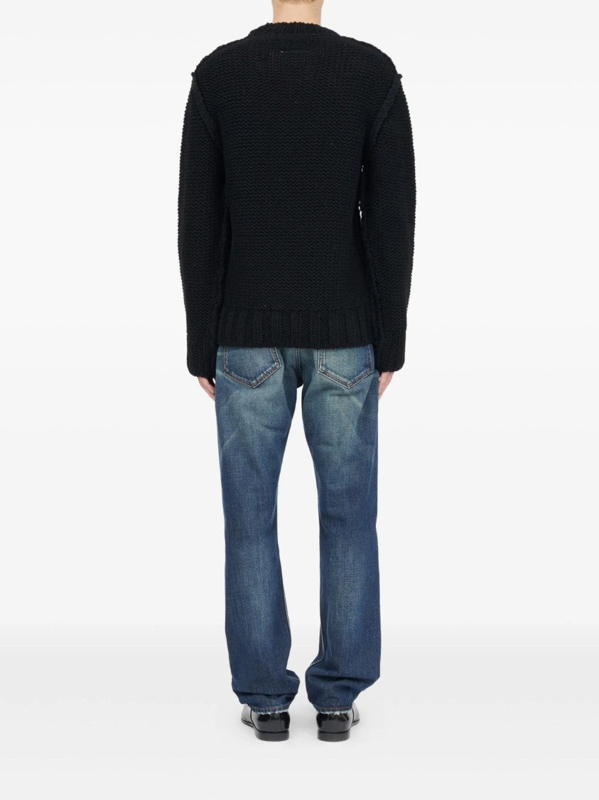 Mm6 By Maison Margiela Knit Wool Crewneck Sweater With Graphic Detail