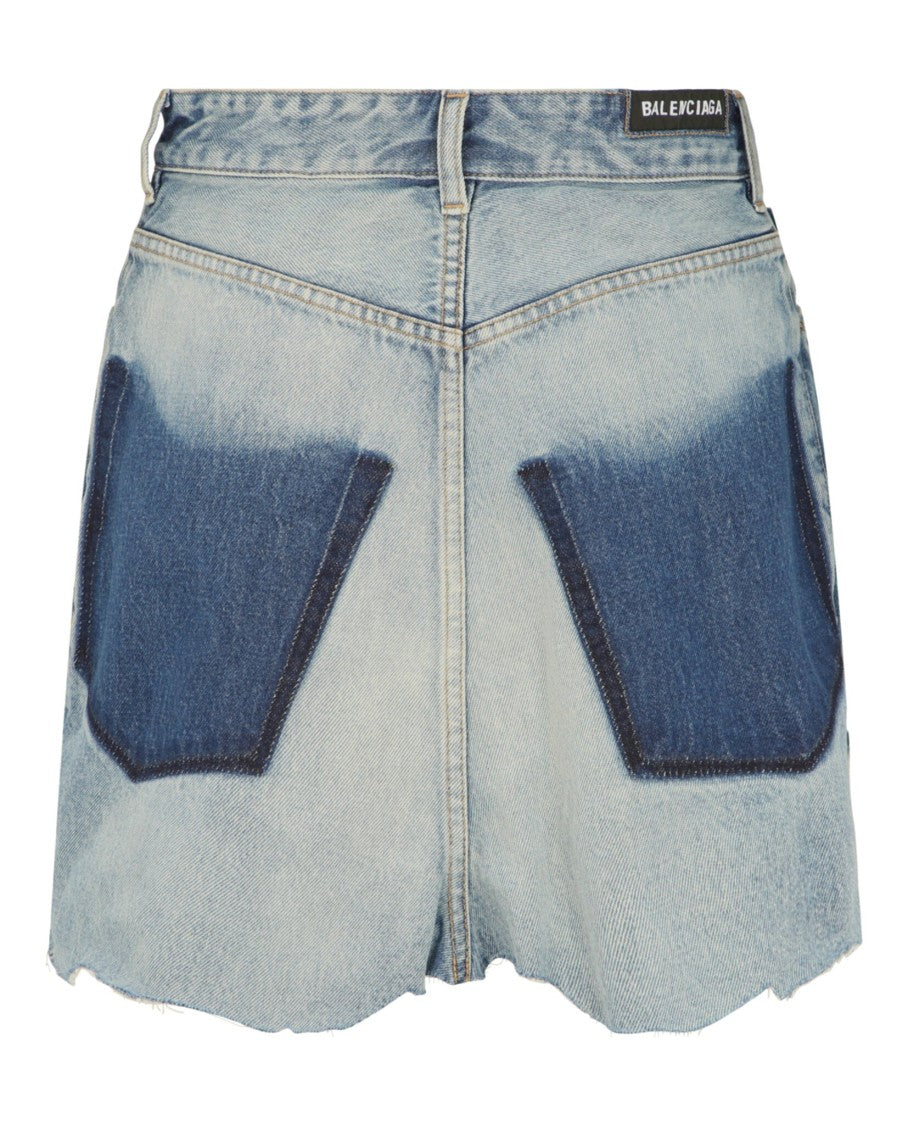 Balenciaga Raw-Edge Denim Mini Skirt