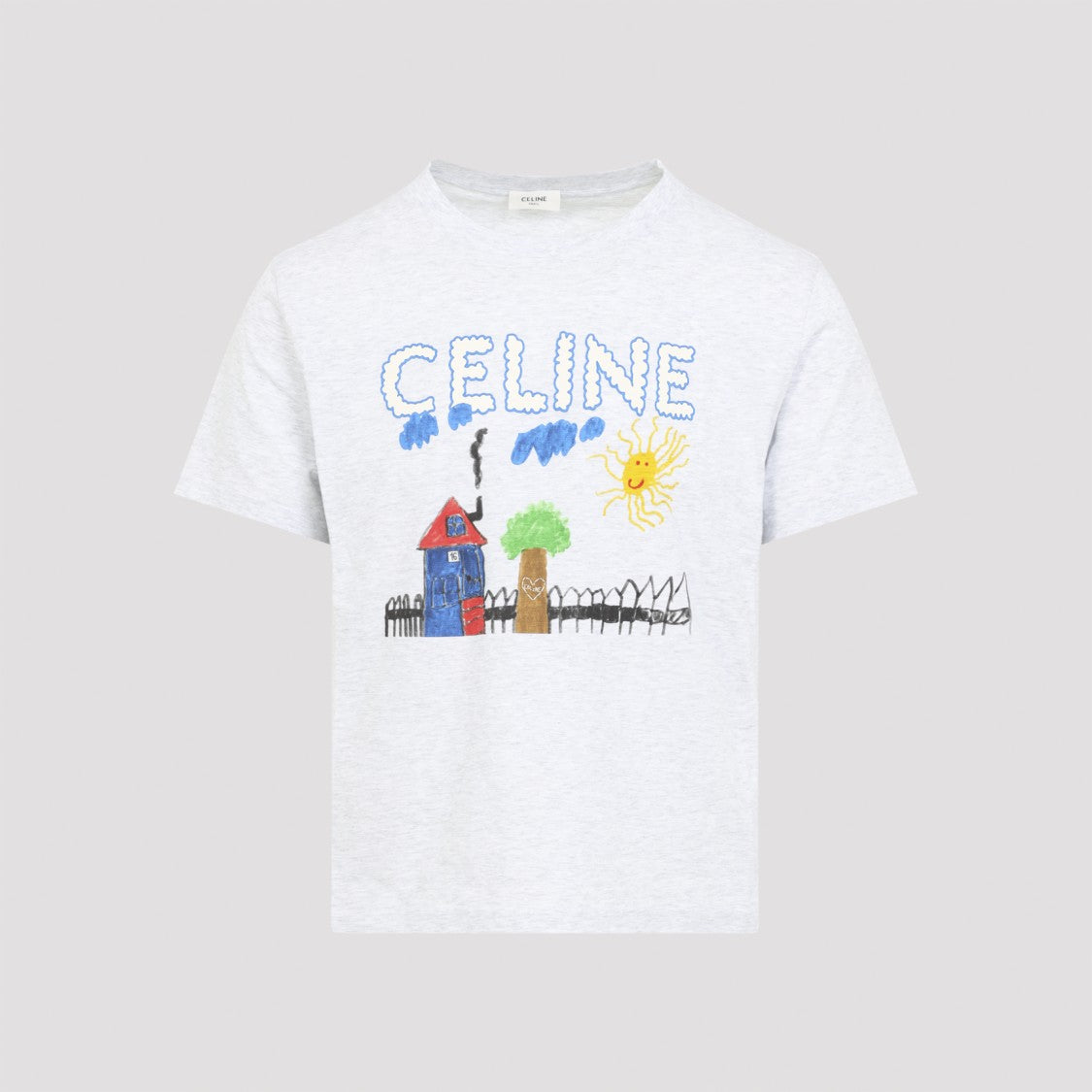 Celine Soft Mélange Light Grey Cotton Jersey T-Shirt
