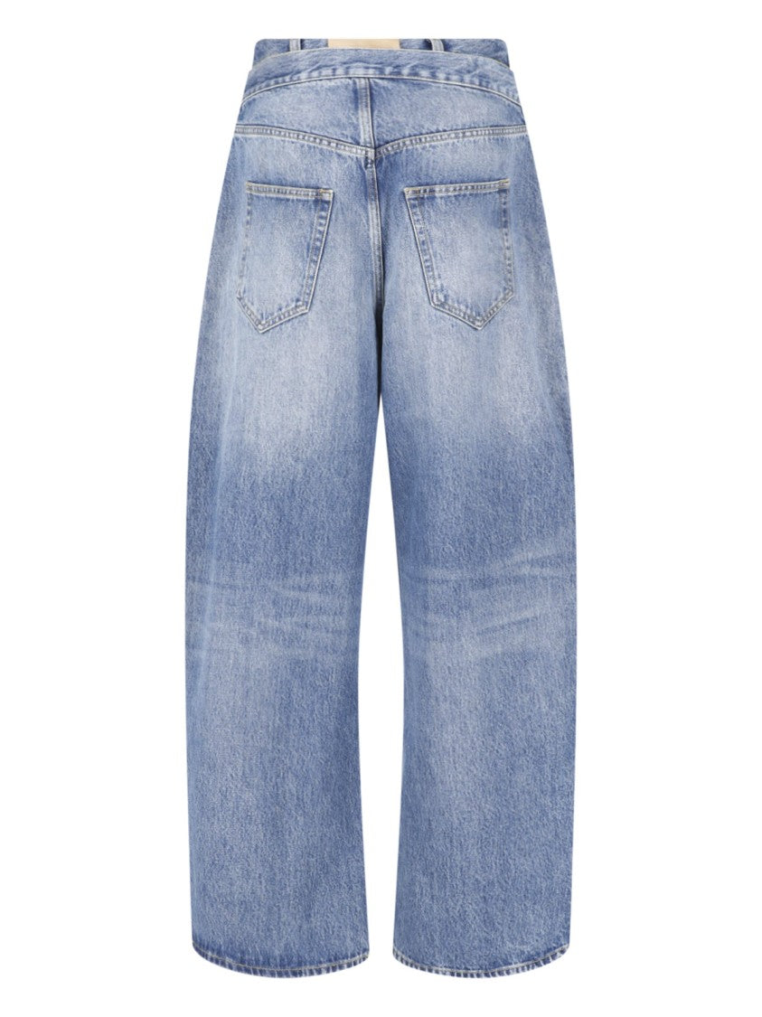 The Attico Relaxed Wide-Leg Cropped Jeans