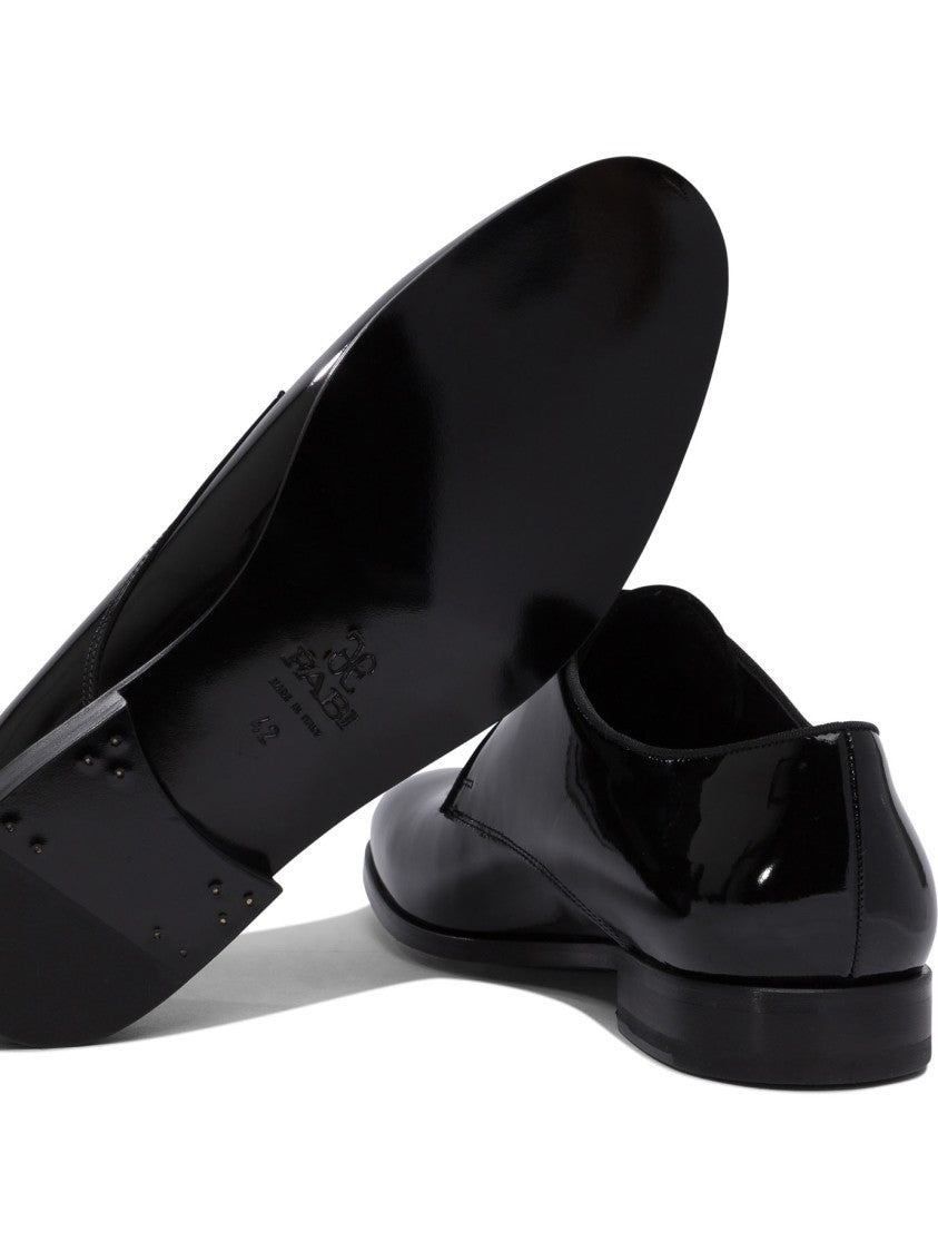 Fabi Polished Leather Lace-Up Shoes With Lacing