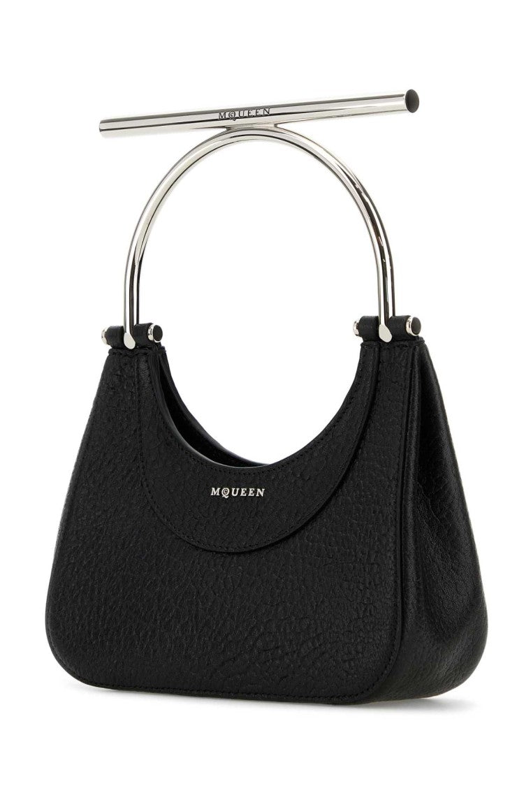 Alexander Mcqueen Black Leather Mini Cross-Bar Handbag