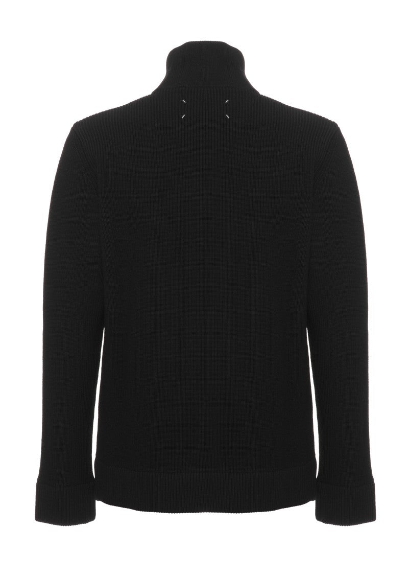 Maison Margiela Ribbed Knit Cardigan With High Neck