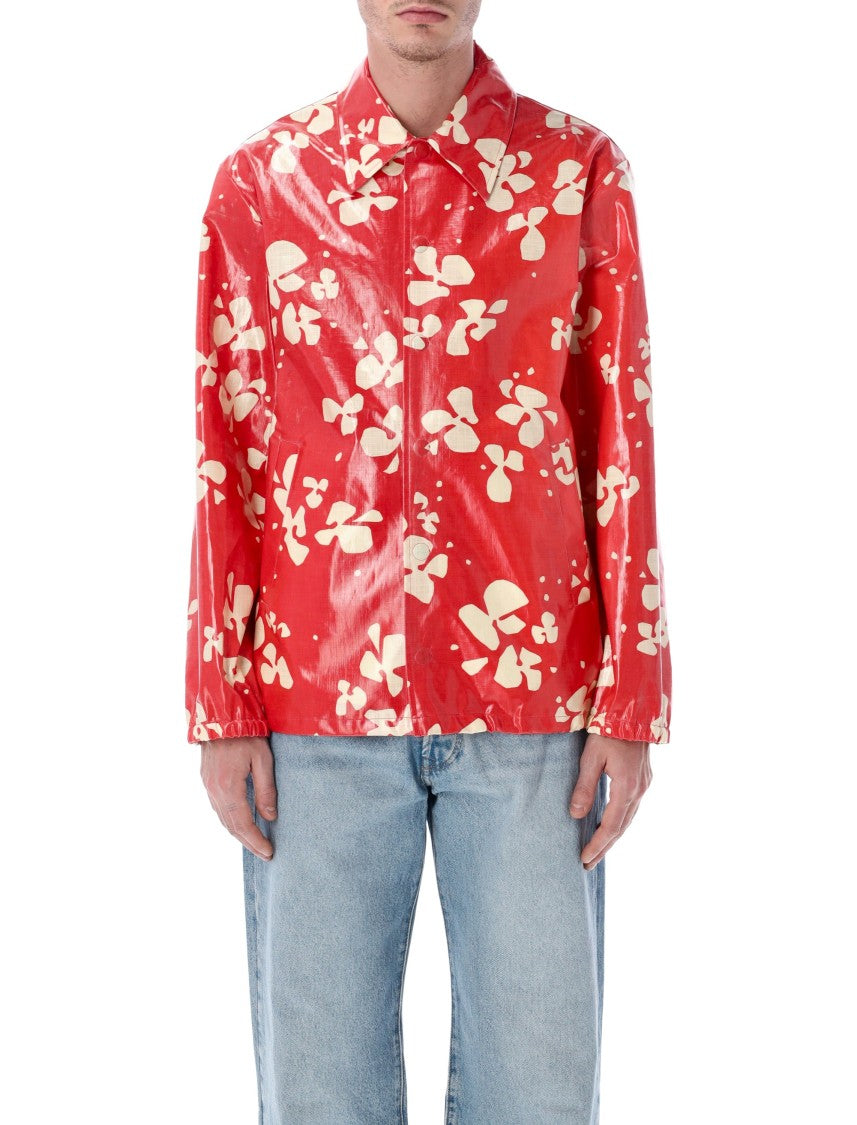 Dries Van Noten Printed Coated Cotton Shirt Jacket