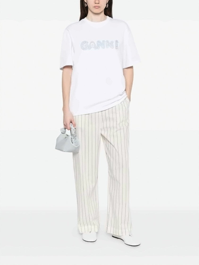 Ganni Embroidered Logo Short-Sleeved T-Shirt