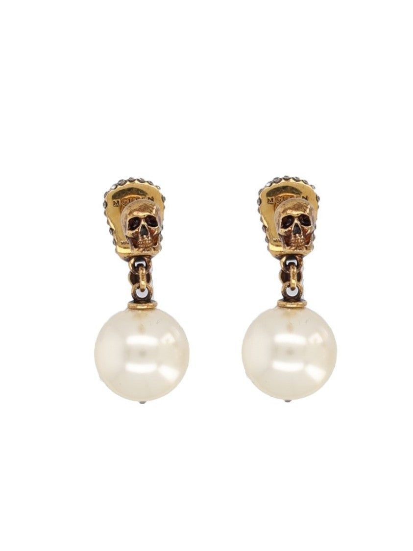 Alexander Mcqueen Skull Brass Pavé Crystals Earrings