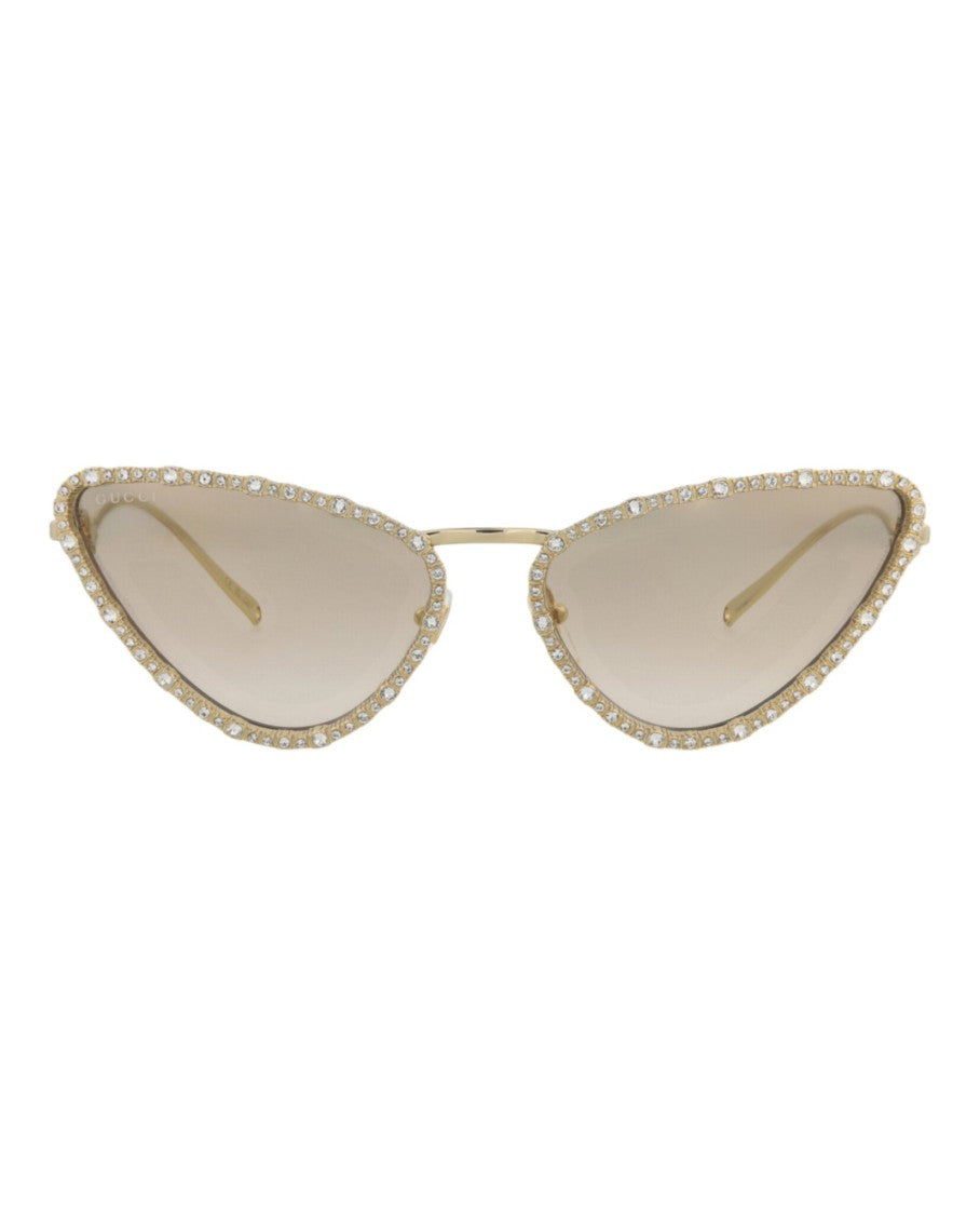 Gucci Metal Cat Eye-Frame Sunglasses With Crystal Accents
