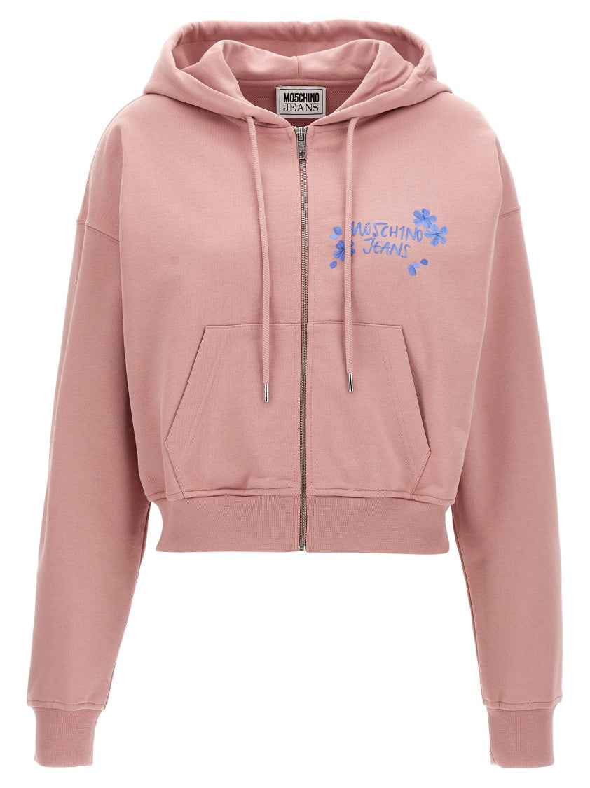 Moschino Cropped Zip-Up Hoodie
