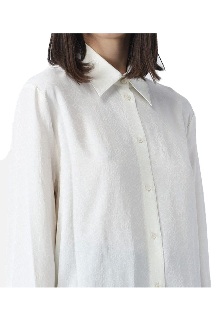 Pinko Refined White Button-Down Shirt Textured Finish
