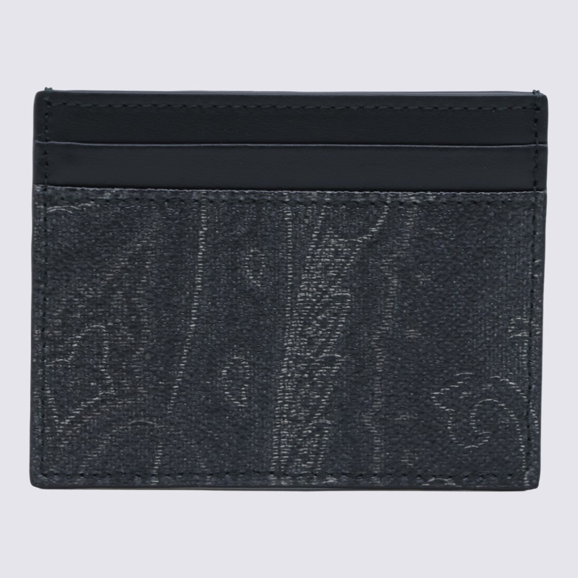 Etro Textured Dark Fabric Cardholder Wallet With Paisley Accents