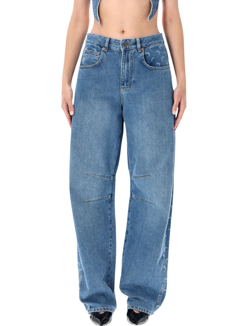 Marine Serre Baggy Denim Moon Insert Jeans
