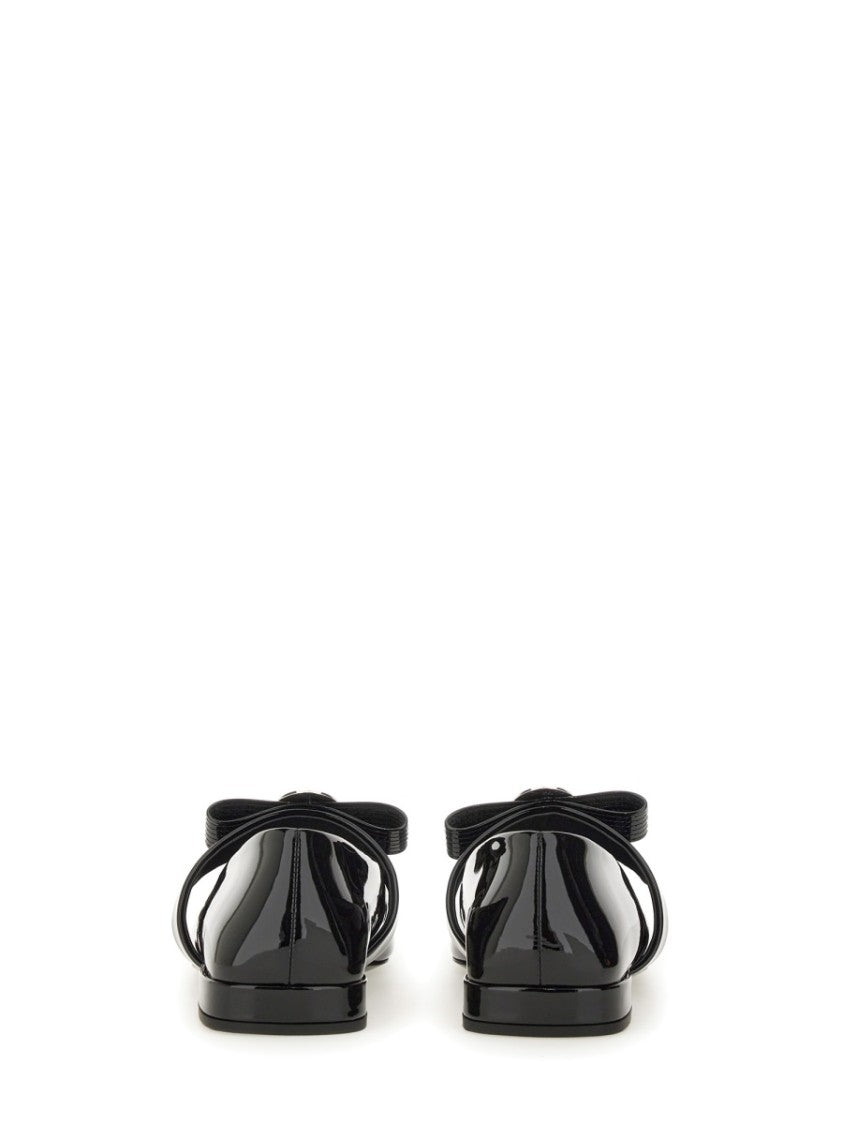 Versace Patent Leather Ballerina "Gianni Ribbon"