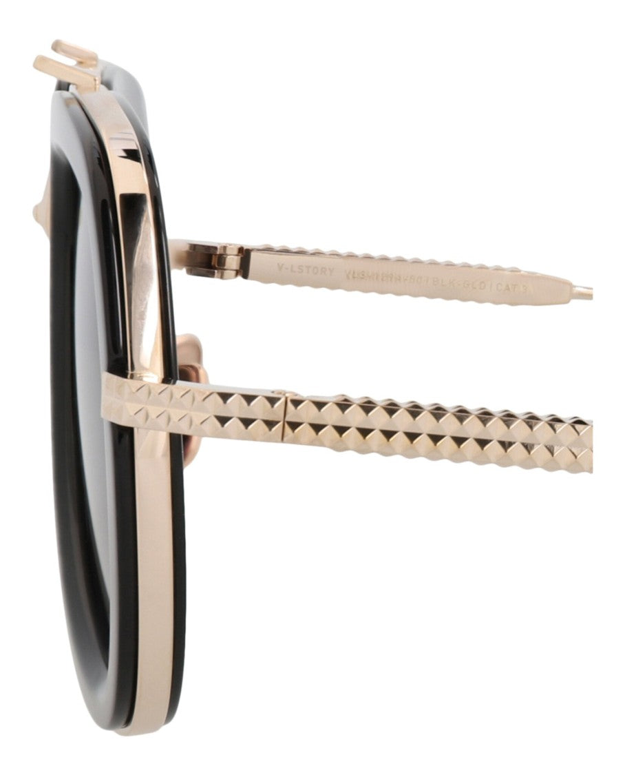 Valentino Aviator-Frame Acetate And Metal Sunglasses With Textured Temples