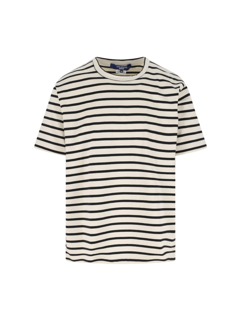 Junya Watanabe Cream Horizontal Stripe Cotton T-Shirt