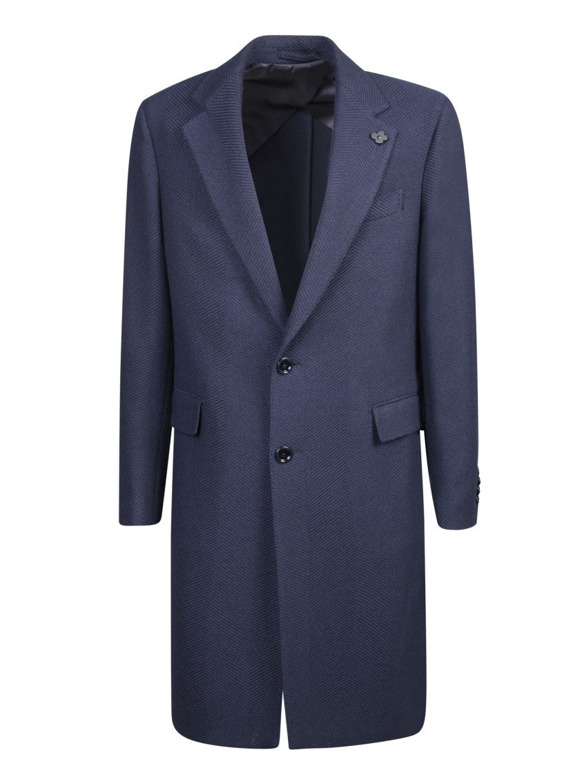 Lardini Elegant Blue Wool Blend Coat