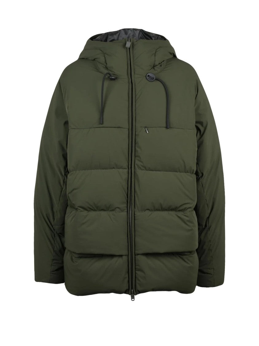 Aspesi Quilted Green Down Jacket With Adjustable Hood And Zip Closure