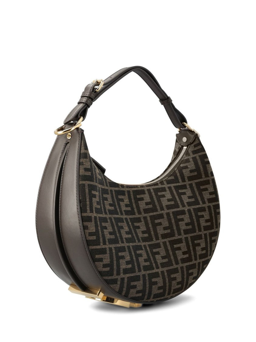 Fendi Crescent-Shaped Shoulder Bag With Monogram Pattern