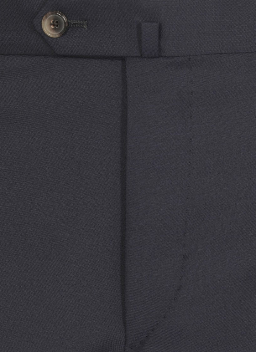 Caruso Blue Peak Lapel Wool Suit
