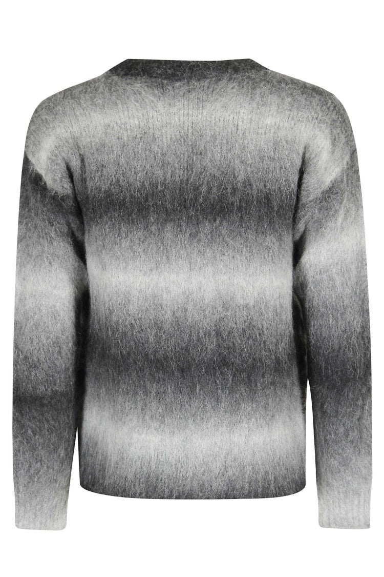 Amaranto Gradient Striped Cardigan In Amaranth And Aluminum