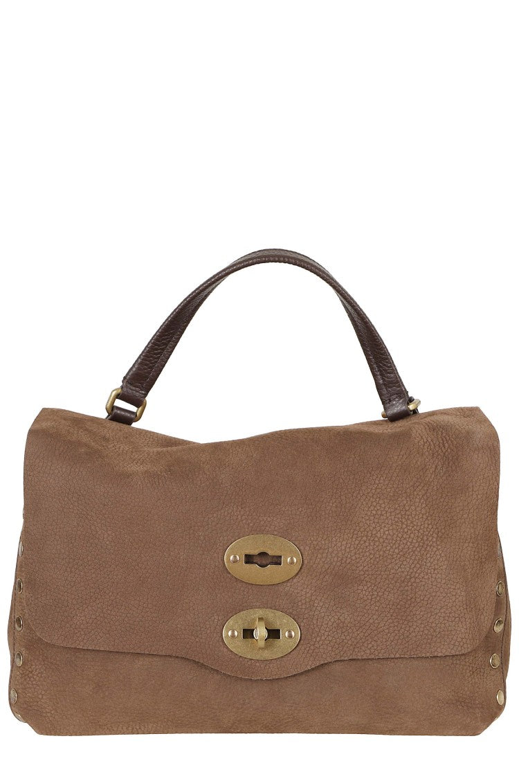 Zanellato Postina Jones Nubuck Handbag With Double Twist Lock And Adjustable Strap