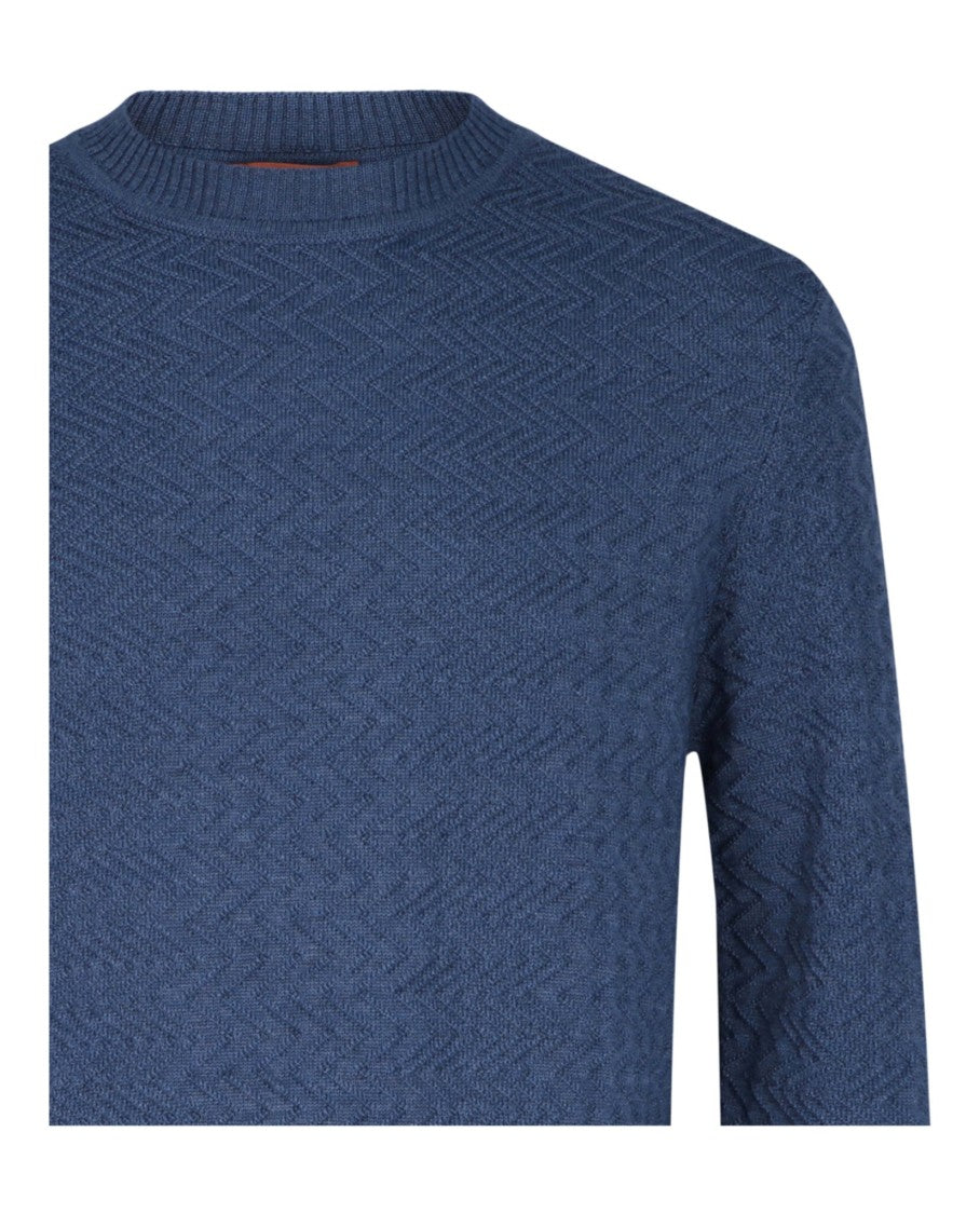 M Missoni Crewneck Sweater With Zig-Zag Knit Pattern