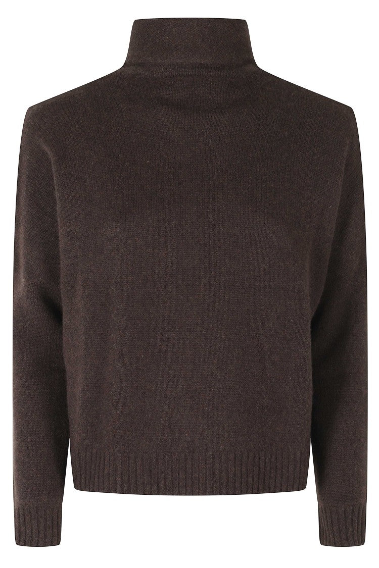 Kujten Tila Brown High-Neck Raglan Cashmere Sweater