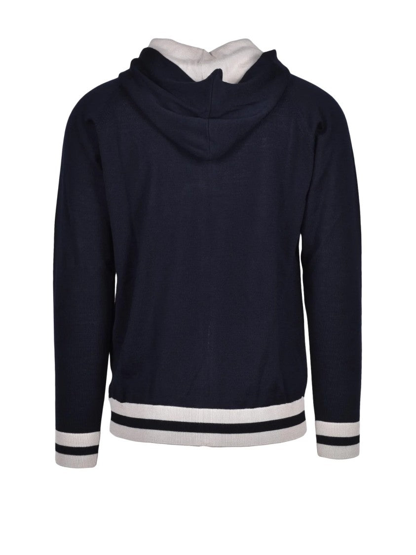 Cashmere Company P. Zip-Up Cardigan In Merino Wool And Acrylic Blend