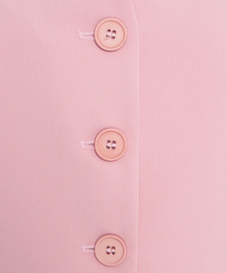 Gender Rose-Colored Single-Breasted Vest With Adjustable Straps