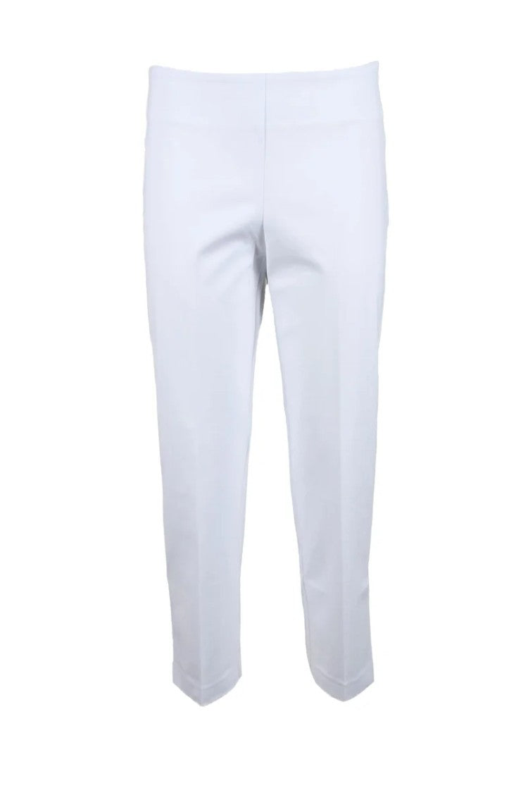 Blu Bianco Cropped White Trousers With Minimalist Design And Tailored Fit