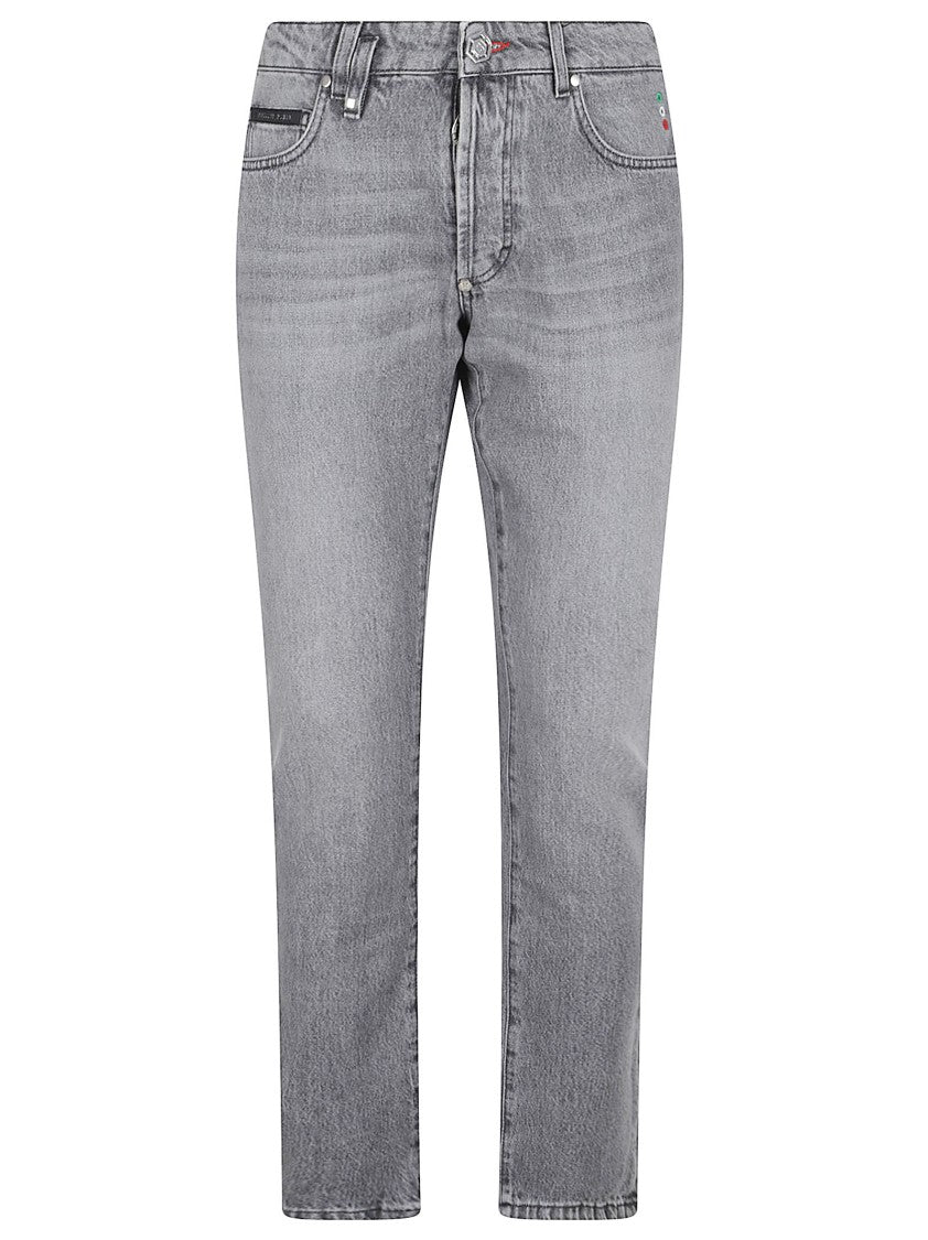 Philipp Plein Straight-Leg Grey Denim Jeans