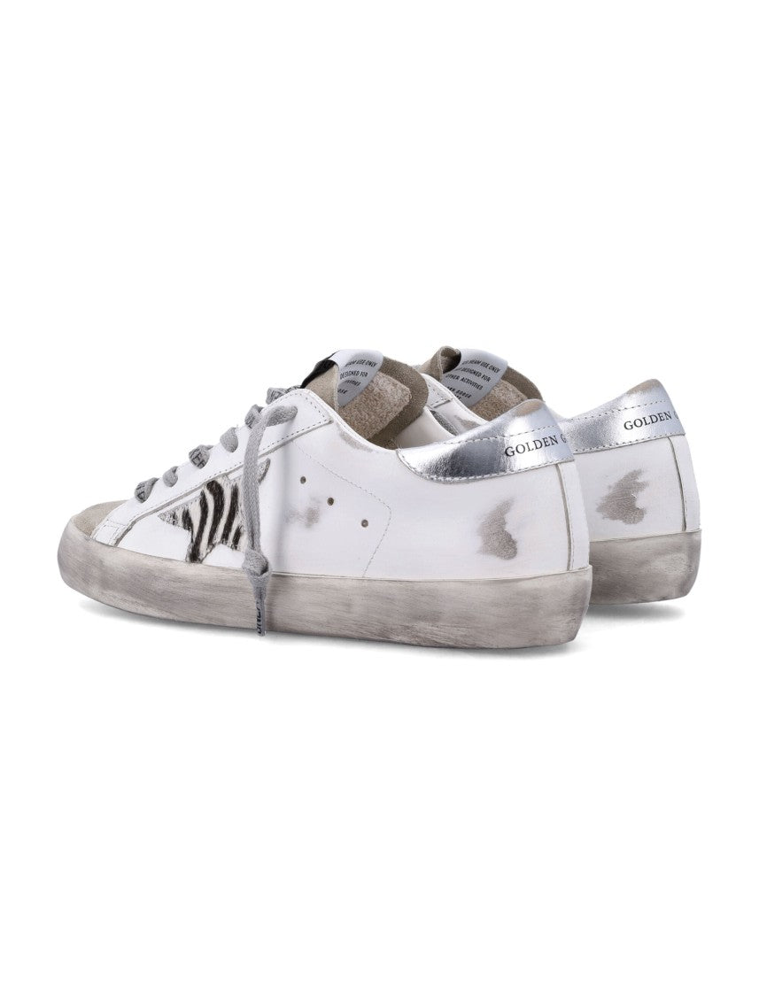 Golden Goose Superstar Distressed White Leather Low-Top Sneakers