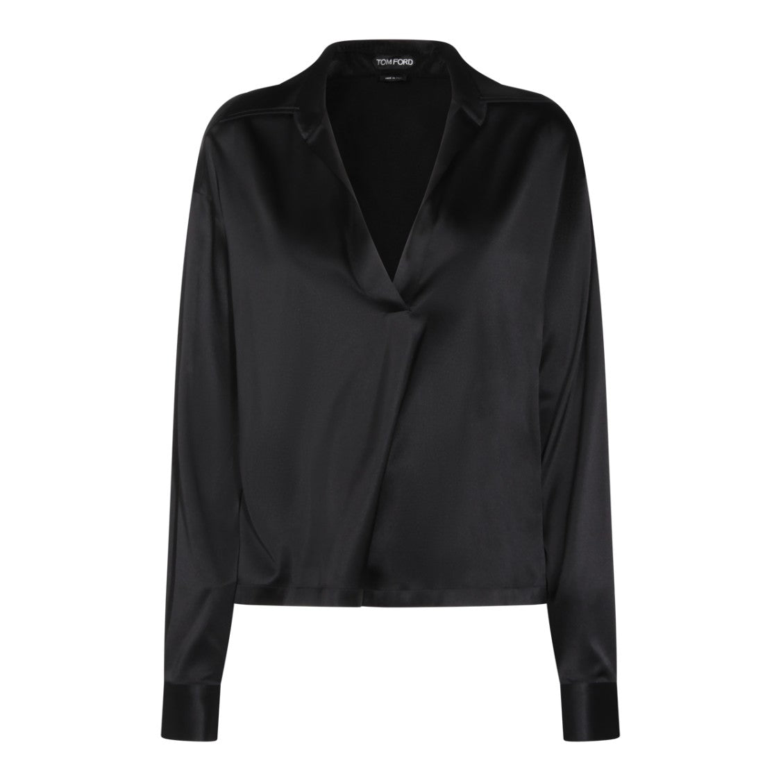 Tom Ford Satin-Finish Black Blouse