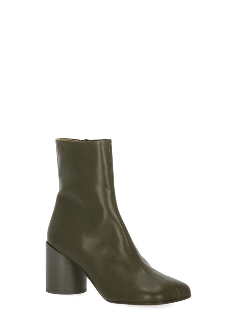 Mm6 By Maison Margiela Green Squared-Toe Leather Boots