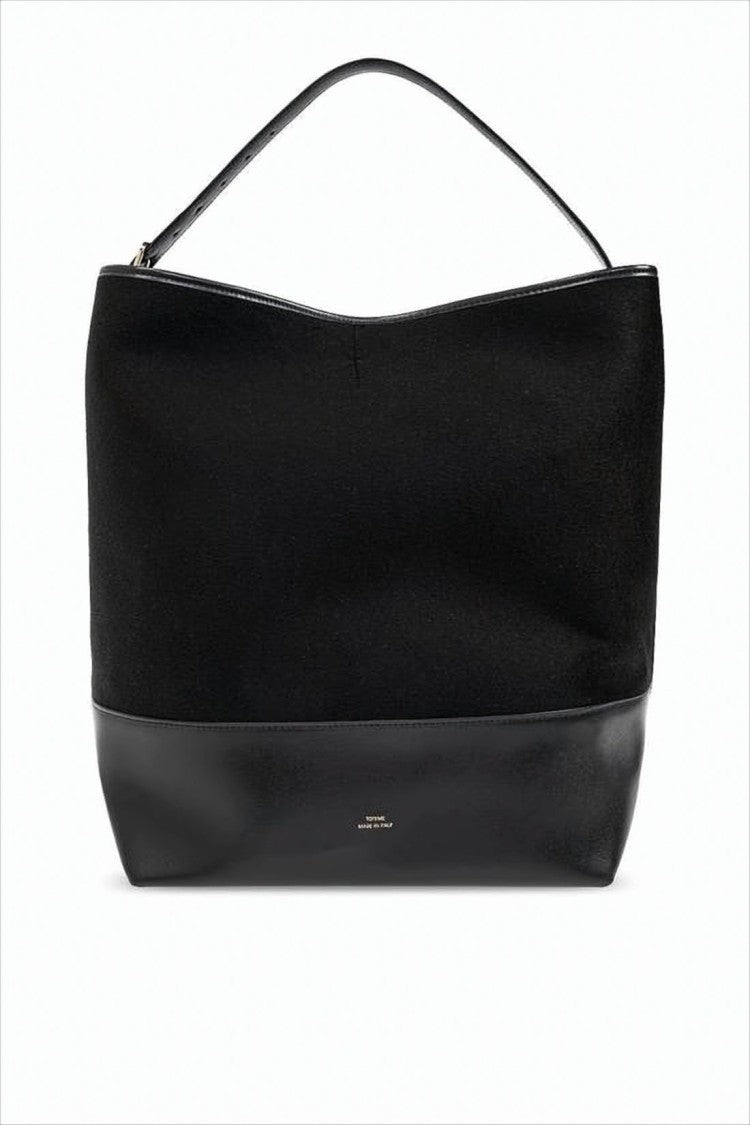 Totême Structured Wool Shoulder Bag With Smooth Leather Base