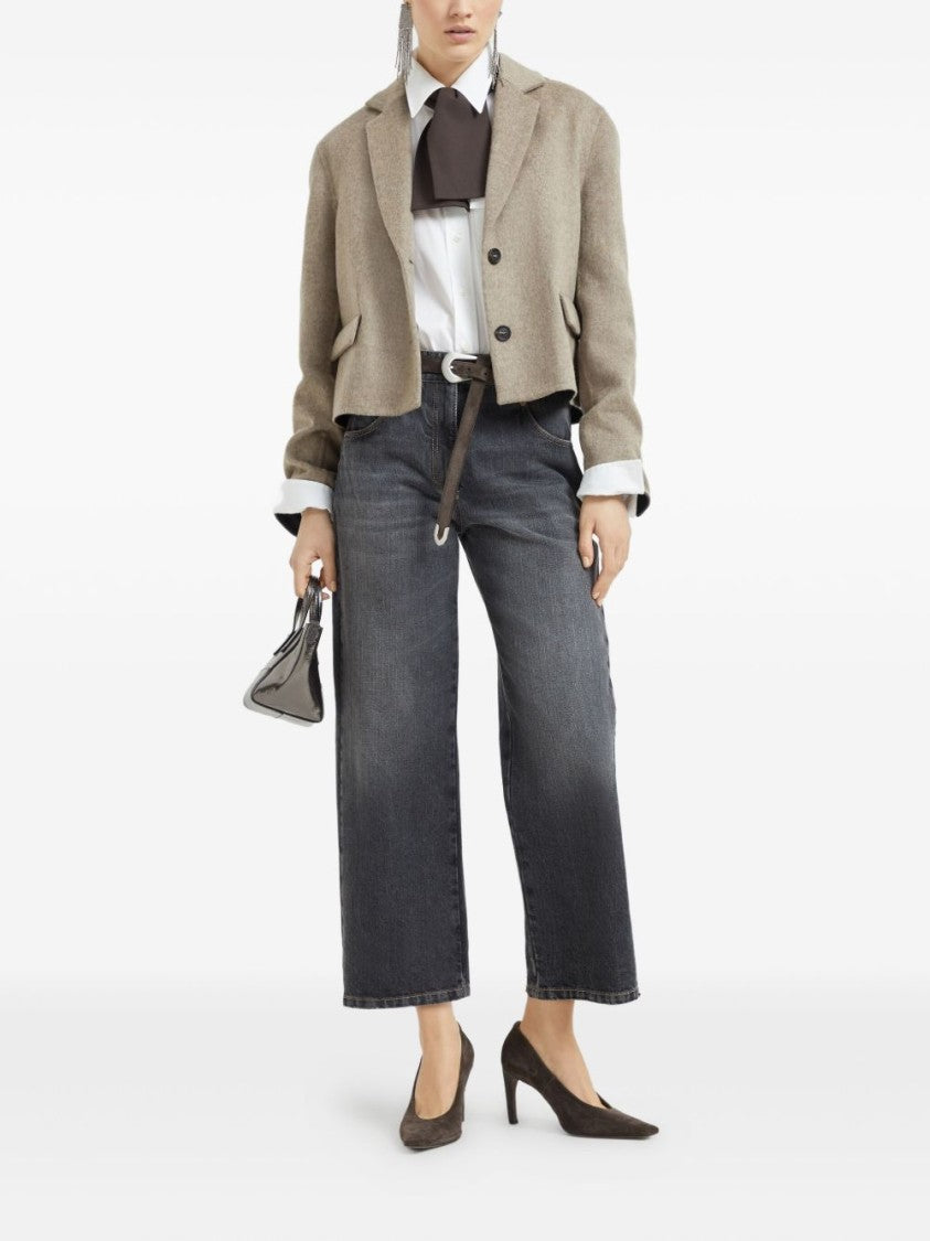 Brunello Cucinelli Dark Grey Classic Five-Pocket Trousers With Concealed Fly